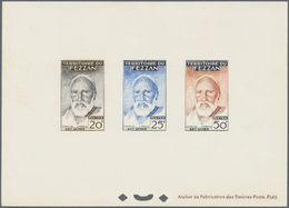 (*) Fezzan: 1951, Definitives "Agriculture", Complete Set, Four Epreuve Collective (one Piece Slightly Creased). Maury 5 - Lettres & Documents