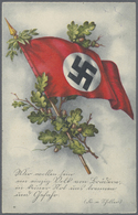 Ansichtskarten: Propaganda: 1935 (ca). Farbkarte Mit Abb. "HK-Fahne Mit Eichenlaub", Darunter Sinnsp - Political Parties & Elections