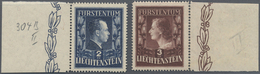 ** Liechtenstein: 1951, 2 Fr. Und 3 Fr. Jeweils In Der Seltenen Zähnung 14 3/4 Und Einheitlicher Wasserzeichenste - Lettres & Documents