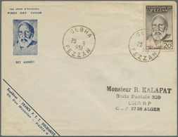 Fezzan: 1951, 20fr. Bey Ahmed On Illustrated Cover Clearly Oblit. With Cds. "SEBHA 25 6 1951" (first Day), Few Marks, Ce - Storia Postale