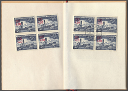 /**/O Liechtenstein: 1952, 5 Fr. Burg Vaduz Und 1,20/40 Rp. Aufdruckmarke, Je Im Viererblock Ungebraucht (je 2 Marke - Covers & Documents