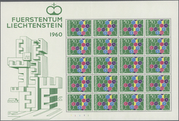 ** Liechtenstein: 1960, 50 Rp. Europa, 1. Auflage Im Kompletten Originalbogen Zu 20 Werten Mittig Mit Seltener Do - Lettres & Documents