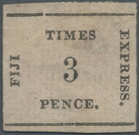 * Fiji-Inseln: 1871, Fidschi-Inseln, 3 P. Schwarz Auf Rosa, Feld 20, Gestrichenes Papier, Ungebraucht Mit Originalgummi, - Fidji (...-1970)