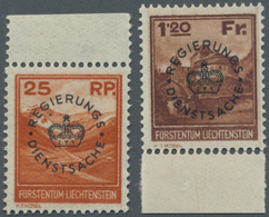 ** Liechtenstein - Dienstmarken: 1933, 25 Rp. Und 1,20 Fr. Mit Schwarzem Aufdruck REGIERUNGS DIENSTSACHE, Beide W - Servizio