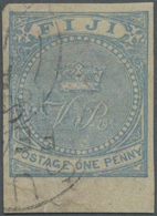 O Fiji-Inseln: 1878, 1 P. Ultramarin, Ungezähnt, Breitrandig Mit Unterem Bogenrand, In Guter Erhaltung, Mit Leichtem K1  - Fidji (...-1970)