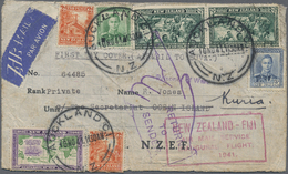 Br Fiji-Inseln: 1941. Soiled And Creased Air Mail Envelope Addressed To 'Private R. Jones, Ocean Island, N.Z.E.F.' Beari - Fiji (...-1970)