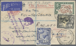 Br Fiji-Inseln: 1941. Registered New Zealand 'On Active Service' Air Mail Envelope Written From The New Zealand Expediti - Fiji (...-1970)