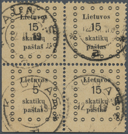 O Litauen: 1919, Freimarken Kaunas (I), Der Sehr Seltene Waagr. Zusammendruck "5 Sk+15 Sk" Im ER-4er-Block (lu), - Lithuania