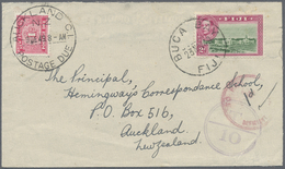 Br Fiji-Inseln: 1949. Envelope (creases And Tears) Addressed To New Zealand Bearing Fiji SG 255, 2d Green And Magenta Ti - Fidji (...-1970)