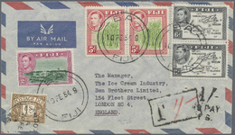 Br Fiji-Inseln: 1954. Air Mail Envelope Addressed To England Bearing SG 255, 2d Green And Magenta, SG 259, 5d Yellow Gre - Fiji (...-1970)