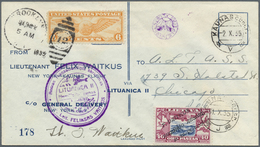 Br Litauen: 1935, Atlantikflug 40 C, Rekordflug Von Feliks Vaitkus, Transatlantik-Soloflug Nach Litauen, Brief Ab - Lithuania