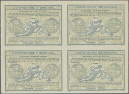 GA Litauen - Ganzsachen: Design "Madrid" 1920 International Reply Coupon As Block Of Four 1 Litas Lietuva. Backsi - Lithuania