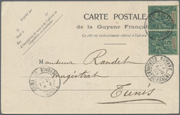 Br Französisch-Guyana: 1904. Picture Post Card Of 'Paysage Sr Le Fleuve Maroni' Addressed To Tunis, North Africa Bearing - Storia Postale