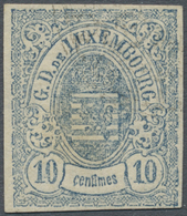 * Luxemburg: 1859, 10 C. Wappen Blau Als Probedruck Auf Wz.-Papier (Wz. 1) - Autres & Non Classés