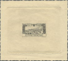 (*) Französisch-Guyana: 1942, Airmails 50c. "Cayenne/Biplane", Epreuve D'artiste In Black With Blank Value Field. Maury  - Lettres & Documents