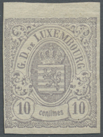 * Luxemburg: 1880, 10 C. Graulila Allseits Ungezähnt Ungebraucht Vom Oberrand. - Other & Unclassified