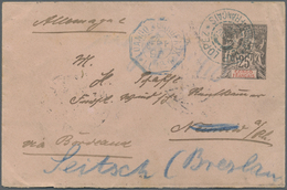 GA Französisch-Kongo: 1901. Postal Stationery Envelope 25c Black/rose Cancelled By Cap Lopez Congo/Francaise Double Ring - Storia Postale