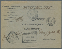 Br Französisch-Kongo: 1912. Stampless 'Avis D'Emission De Mandat-Poste Local' Envelope Headed 'Afrique Equatoriale Franç - Lettres & Documents