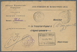 Br Französisch-Kongo: 1912. Stampless 'Avis D'Emission De Mandat-Poste Local' Envelope Headed 'Afrique Equatoriale Franç - Storia Postale