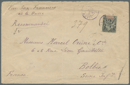Br Französisch-Ozeanien: 1909. Registered Envelope (creased, Vertical Fold And A Few Tears) Addressed To France Bearing  - Altri & Non Classificati
