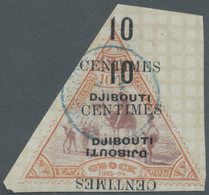 O Französische Somaliküste: 1902, Obock Kamelreiter 10 Fr. Rot/lila Mit DREIFACH-Aufdruck '10 / CENTIMES' (davon Einer K - Usati