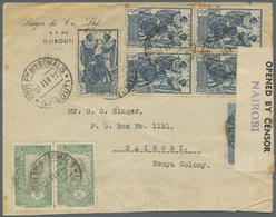 Br Französische Somaliküste: 1940. Censored Envelope To Nairobi, Kenya Bearing Cote Des Somalis Yvert 123, 20c Blue, Yve - Oblitérés