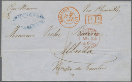 Br Gambia: 1860. Stampless Envelope (archive Folds) Written From Bordeaux Addressed To 'Albreda, Riviere De Gambie' Canc - Gambia (1965-...)