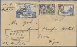 Br Gilbert- Und Ellice-Inseln: 1950. Registered Air Mail Envelope Addressed To Fiji Bearing SG 49, 5d Blue And Sepia, SG - Isole Gilbert Ed Ellice (...-1979)