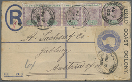 GA Goldküste: 1901 Registered Postal Stationery Envelope 2d Blue (small Format,tropical Toning) Upgraded With SG 26, ½d  - Côte D'Or (...-1957)