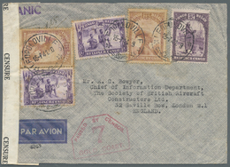 Br Goldküste: 1941 Air Mail Envelope (stamps Small Stains) Written From Leopoldville Addressed To London Bearing Belgian - Gold Coast (...-1957)