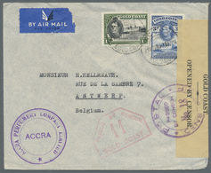 Br Goldküste: 1941. Air Mail Envelope Written Front The 'Accra Perfumery Co' With Violet Cachet Addressed To Belgium Bea - Côte D'Or (...-1957)
