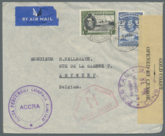 Br Goldküste: 1941. Air Mail Envelope Written Front The 'Accra Perfumery Co' With Violet Cachet Addressed To Belgium Bea - Gold Coast (...-1957)