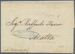 Br Malta - Vorphilatelie: 1838, Brief (leicht Fleckig) Von Messina Nach Malta Mit Seltenem Porto-Stempel "22 Marc - Malta