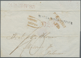 Br Malta - Vorphilatelie: 1847, "MALTA POST OFFICE" One Line Stamp (type M.P.O.-2a) On Folded Letter From PALERMO - Malta