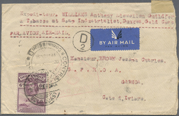 Br Goldküste: 1945. Air Mail Envelope (roughly Opened At Right) Addressed To Gagnoa, Ivory Coast Bearing SG 126, 6d Purp - Côte D'Or (...-1957)