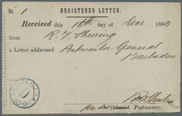 Br Grenada: 1890. Receipt Form For Registered Letter Cancelled By 'Grenada/D' (16/12) Date Stamp In Blue And Signed By T - Grenade (...-1974)