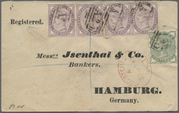 Br Malta: 1883. Registered Envelope To Germany Bearing Great Britain SG 164, ½d Green And SG 173, 1d Lilac (4) Ti - Malta