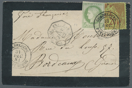 Br/Brrst Guadeloupe: 1881. Mourning Envelope (front) Addressed To Bordeaux Bearing French General Colonies Yvert 17, 5c  - Storia Postale