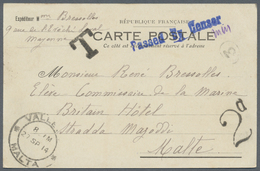 Br Malta: 1914. 'Republique Francaise' Post Card Written From Mayenne Addressed To The 'vice Superintendent Of Th - Malta