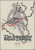 Ansichtskarten: Propaganda: 1940 Ca., "Der Siegeslauf Unserer Division", 2 Farbige Propagandakarten, - Partiti Politici & Elezioni