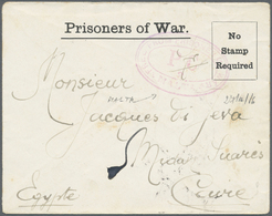 Br Malta: 1916. Stampless Envelope Headed Prisoner Of War Addressed To Egypt Written From 'St Clement Camp, Malta - Malta