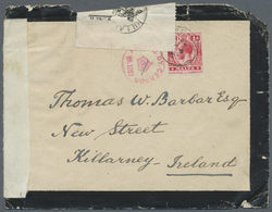 Br Malta: 1916. Mourning Envelope Addressed To Killarney, Ireland Bearing Malta SG 73, 1d Carmine Tied By Zeitun - Malta