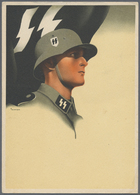 Ansichtskarten: Propaganda: 1940 (ca). Farbkarte Mit Abb. "SS-Soldat Vor SS-Fahne". Beschriftet, Abe - Partiti Politici & Elezioni