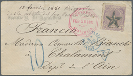 Br Guatemala: 1877. Envelope Addressed To France Bearing Yvert 13, 4r Violet Tied By Star Obliterator In Blue With Adjac - Guatemala