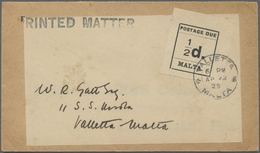 Br Malta - Portomarken: 1925. Stampless Envelope Addressed To Valetta Headed 'Printed Matter' Cancelled By Valett - Malta