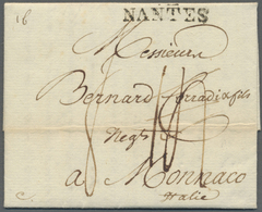 Br Monaco - Vorphilatelie: 1800, Entire Lettersheet With Complete Message From "NANTES" (clear Strike Of Straight - ...-1885 Prephilately