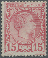 ** Monaco: 1885, 15 C Rose Mint Never Hinged, Mi Ca. 720.- - Neufs