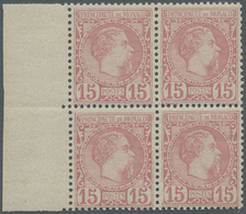 ** Monaco: 1885, 15 C Rose In Block Of Four With Left Margin, Mint Never Hinged, Mi. Ca. 2.800.- - Neufs