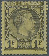 * Monaco: 1885, 1 Fr. Fürst Charles III. Schwarz Auf Gelb, Ungebraucht Mit Falzresten, Waagr. Bug, Mi.€ 1.800,-- - Unused Stamps