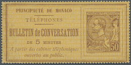 (*) Monaco: 1886, 50 C "BULLETIN De CONVERSATION De 5 MINUTES" Unused Without Gum - Unused Stamps